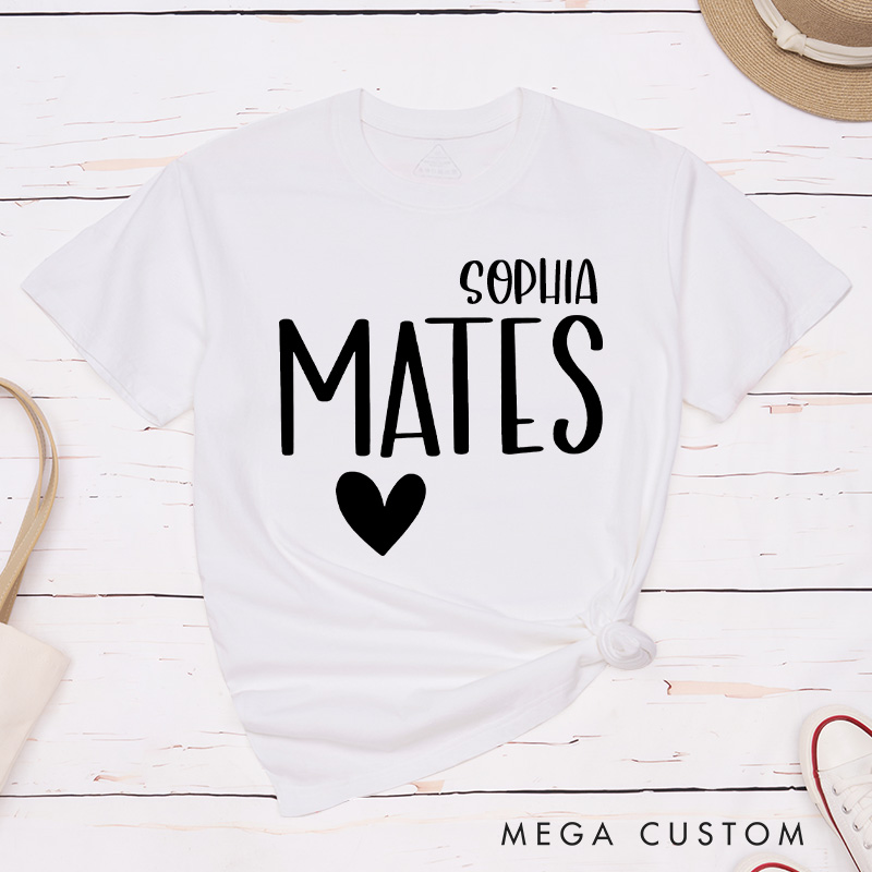 Personalized Couple Minimalist Soul Mates Matching T-Shirt with Name Valentine's Day T-Shirt for Husband Wife Boyfriend Girlfriend Gift