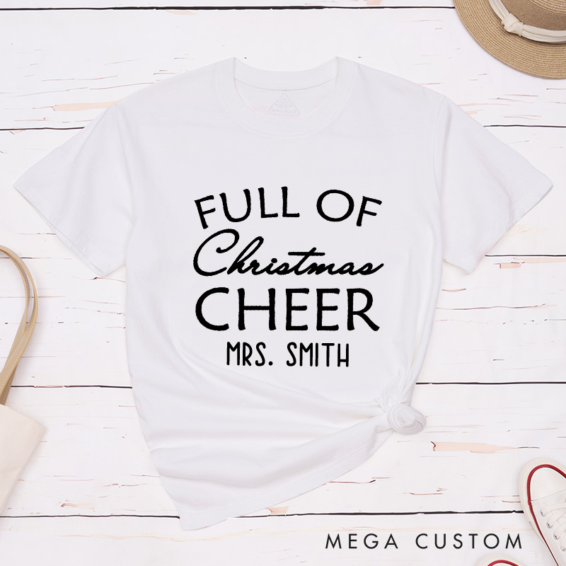 Personalized Humorous Full of Christmas Cheer and Beer Matching Couple Classic T-Shirt