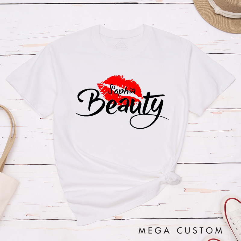 Personalized Couple Beast with Claw and Beauty with Kiss Matching T-Shirt Valentine's Day T-Shirt for Husband Wife Boyfriend Girlfriend