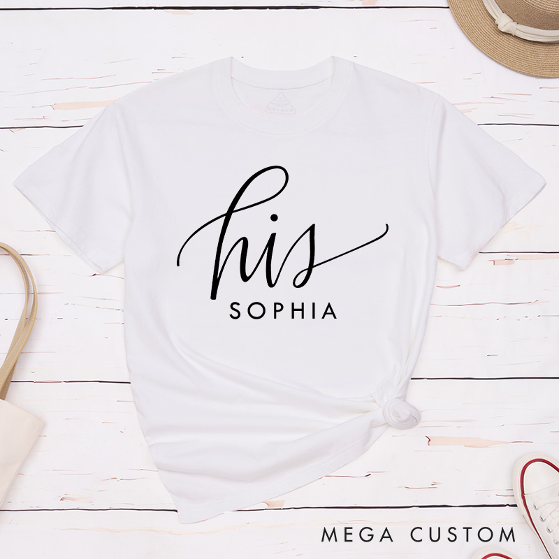 Personalized Minimalist Couple Hers and His Matching T-Shirt Valentine's Day T-Shirt for Husband Wife Boyfriend Girlfriend for Hubby Wifey