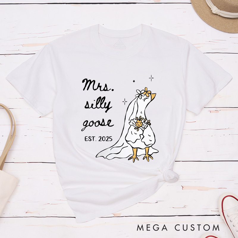 Personalized Funny Mr and Mrs Silly Goose Matching Wedding Couple Classic T-Shirt