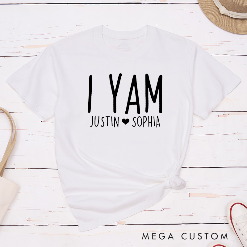 Personalized Couple She’s My Sweet Potato and I Yam Matching T-Shirt with Name Thanksgiving Day T-Shirt for Husband Wife Boyfriend Girlfriend Gift