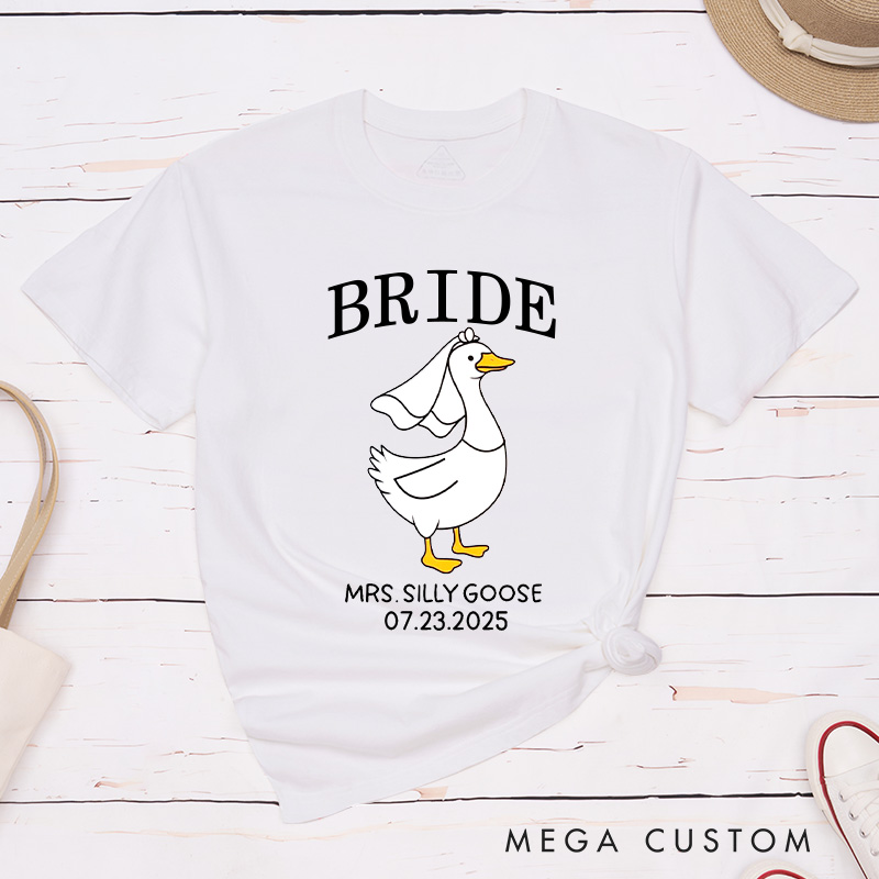 Personalized Bride and Groom Silly Goose Mr and Mrs Matching Wedding Couple Classic T-Shirt