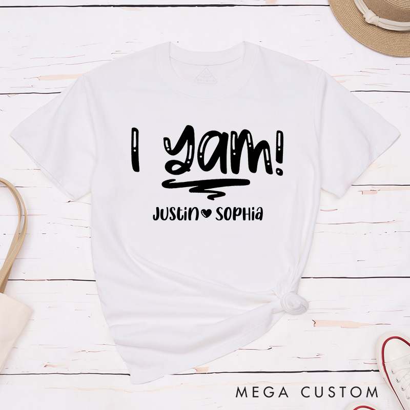 Personalized Couple Cute She’s My Sweet Potato I Yam T-Shirt with Name Thanksgiving Day Matching T-Shirt for Husband Wife Boyfriend Girlfriend Gift