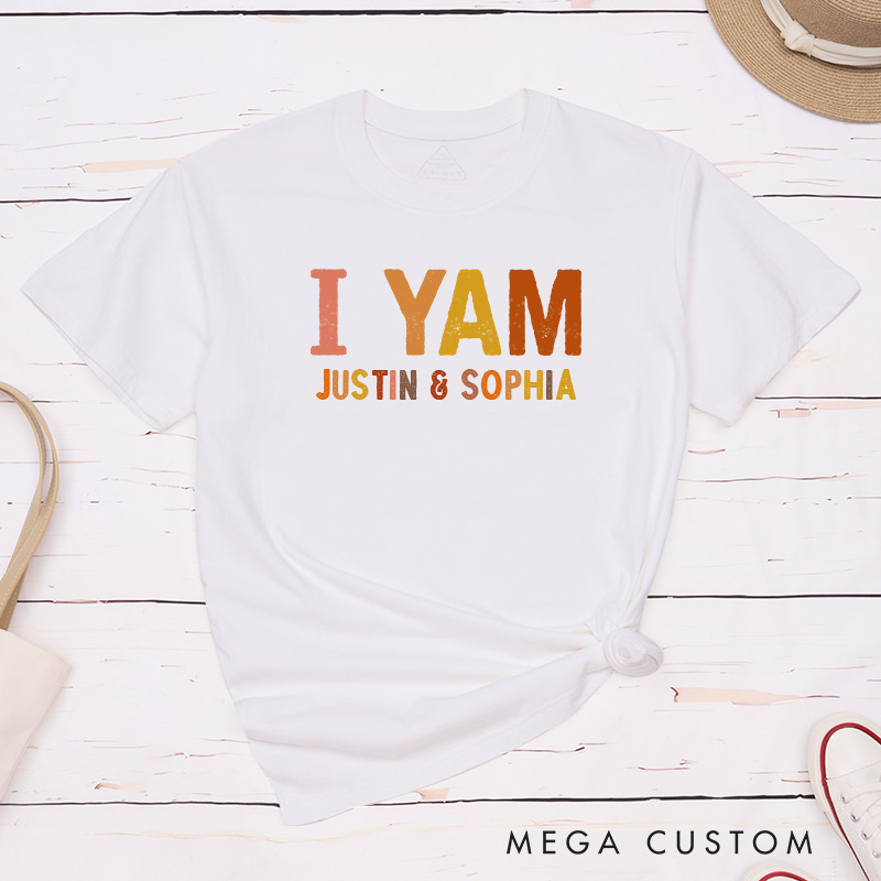 Personalized Couple Retro She’s My Sweet Potato I Yam Matching T-Shirt with Name Thanksgiving Day T-Shirt for Husband Wife Boyfriend Girlfriend Gift