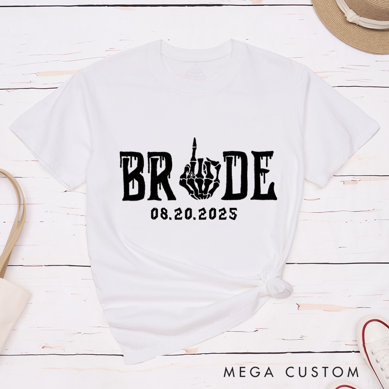 Personalized Funny Gesture Skeleton Bride and Groom Matching Wedding Couple Classic T-Shirt