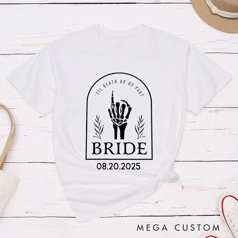Personalized Skeleton Hand Gestures Garden Bride and Groom Matching Wedding Couple Classic T-Shirt