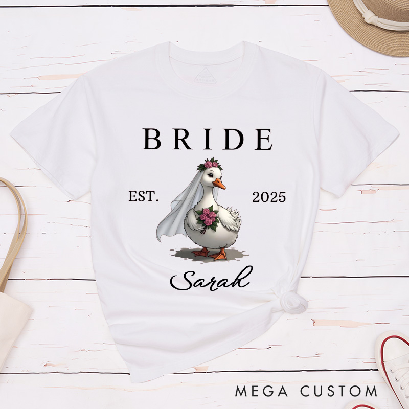 Personalized Bride and Groom Silly Goose Matching Wedding Couple Classic T-Shirt