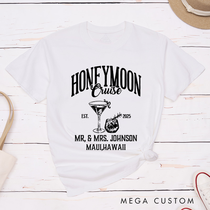 Personalized Honeymoon Cruise Mr and Mrs Matching Honeymoon Couple Classic T-Shirt