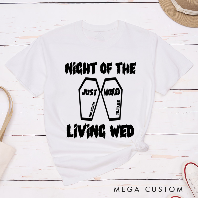 Personalized Spooky Night of the Living Wed Just Married Wedding Couple Classic T-Shirt