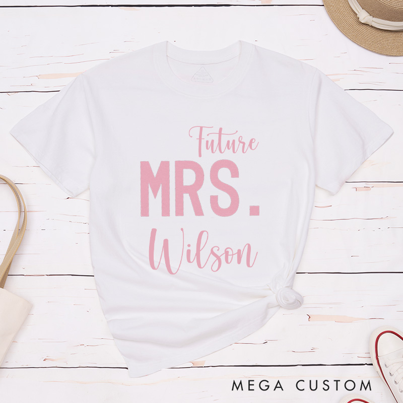Personalized Modern Mr and Future Mrs Engagement Couple Classic T-Shirt