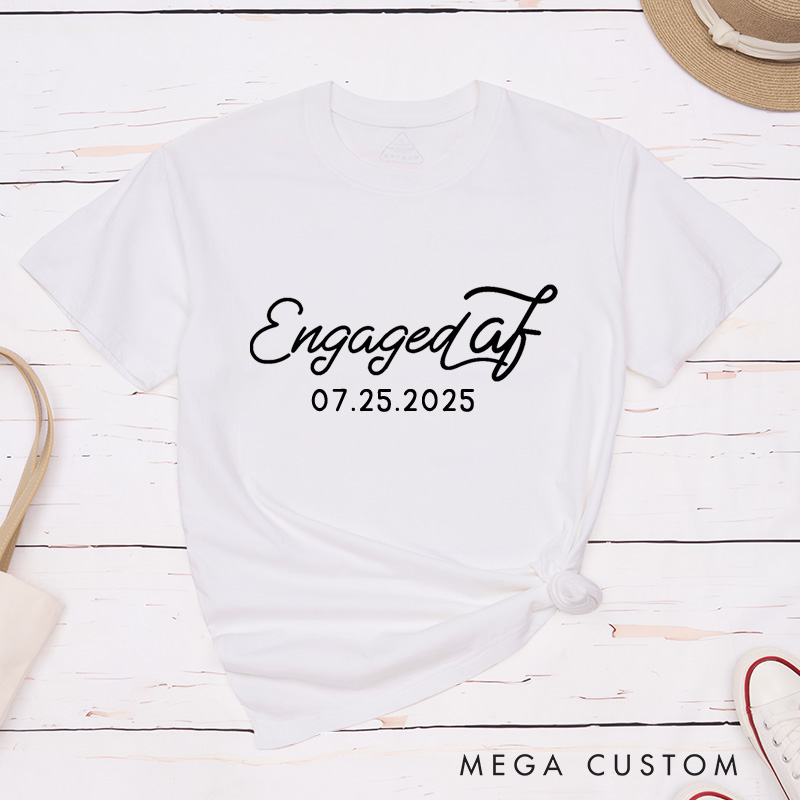 Personalized Funny Elegant Engaged AF Engagement Couple Classic T-Shirt