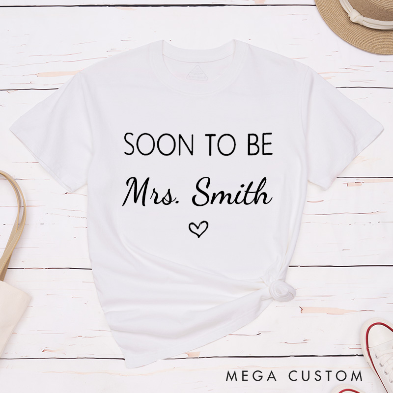 Personalized Minimalist One Lucky Mr and Soon To Be Mrs with Heart Engagement Couple Classic T-Shirt