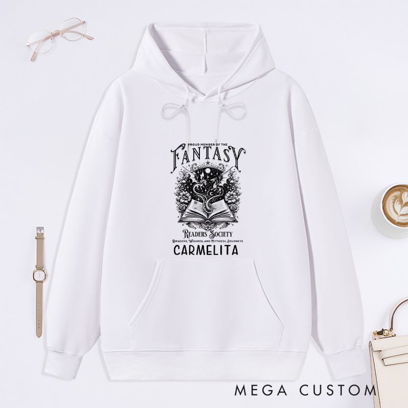 Personalized Fantasy Readers Society Classic Hoodies Custom Bookish Hoodies with Name Mythical Book Hoodies Librarian Gift Book Lover Gift for Reader