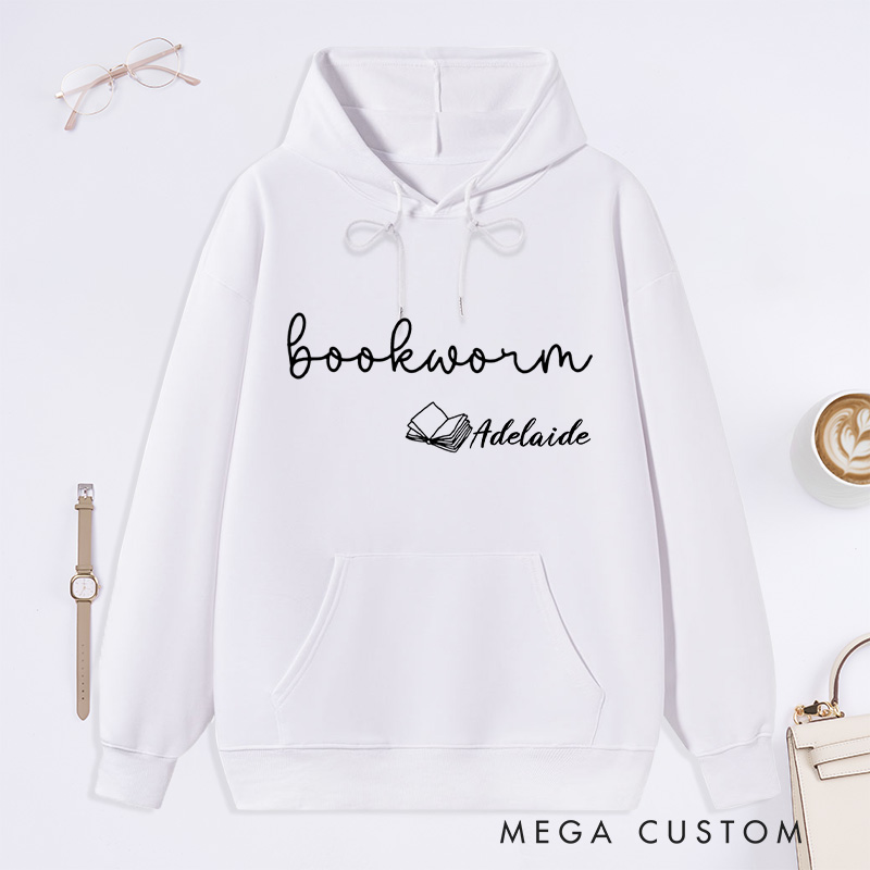 Personalized Bookworm Classic Hoodies Custom Bookish Hoodies with Name Librarian Gift Book Lover Gift Reading Gift for Reader Gift