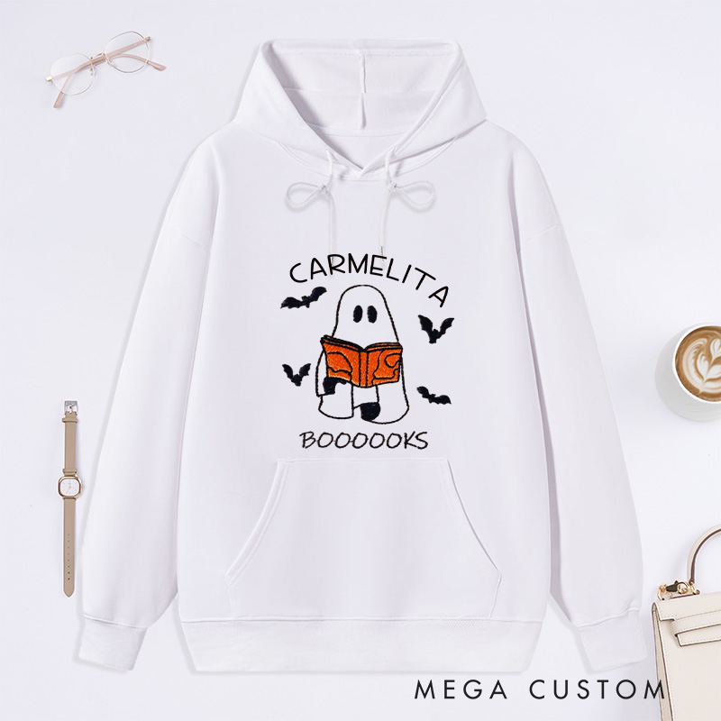 Personalized Booooks Classic Hoodies Custom Bookish Hoodies with Name Halloween Hoodies Librarian Gift Book Lover Gift Halloween Gift