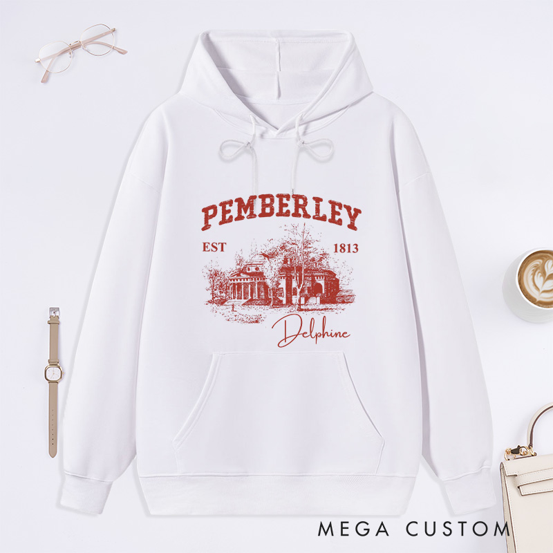 Personalized Pemberley Light Academia Classic Hoodies Custom Book Lover Hoodies with Name Librarian Gift Book Lover Gift for Reader