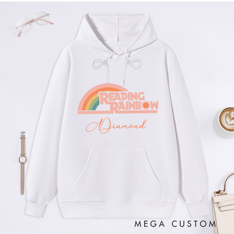 Personalized Reading Rainbow Classic Hoodies Love To Read Hoodies Custom Book Lover Hoodies with Name Librarian Gift Reading Gift for Reader