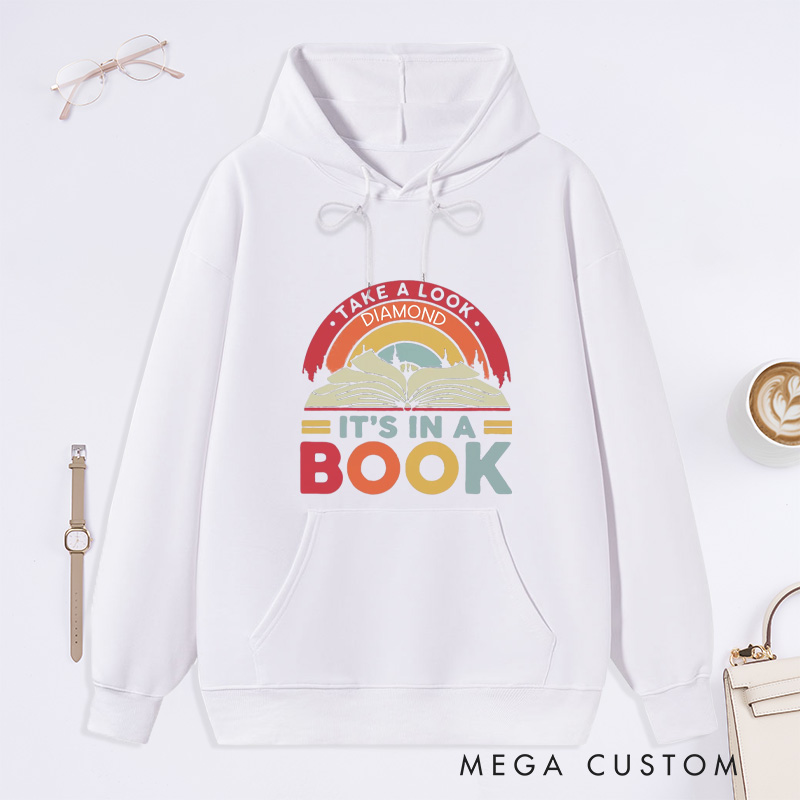 Personalized Reading Rainbow Classic Hoodies Custom Book Lover Hoodies with Name Take a Look It’s in a Book Hoodies Librarian Gift Reader Gift