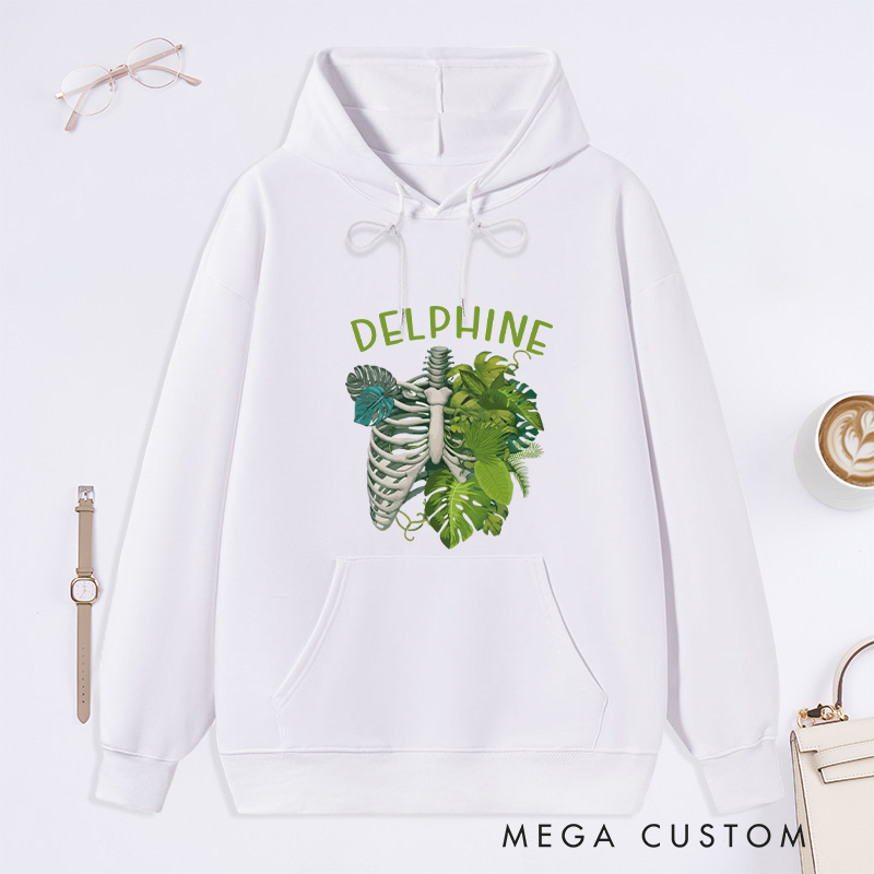 Personalized Skeleton Plant Classic Hoodies Custom Monstera Hoodies with Name Plant Lover Gift Gardening Lover Gift for Gardener Gift