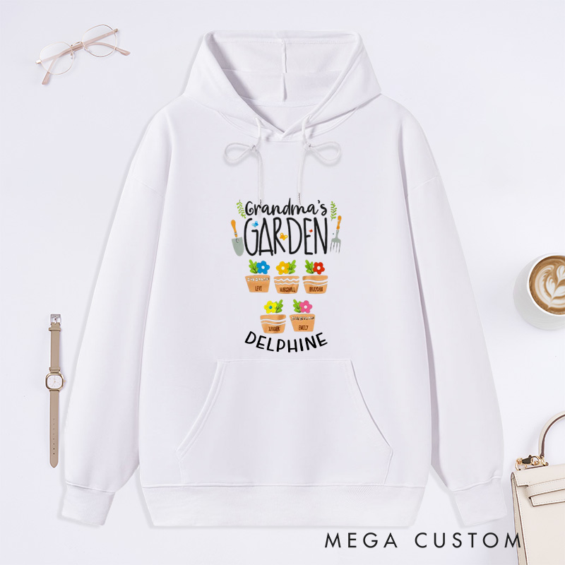 Personalized Grandma's Garden Classic Hoodies Custom Hoodies with Name Plant Lover Gift Gardening Lover Gift for Gardener Gift