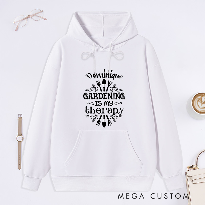 Personalized Gardening Is My Therapy Classic Hoodies Custom Hoodies with Name Plant Lover Gift Gardening Lover Gift Gardener Gift