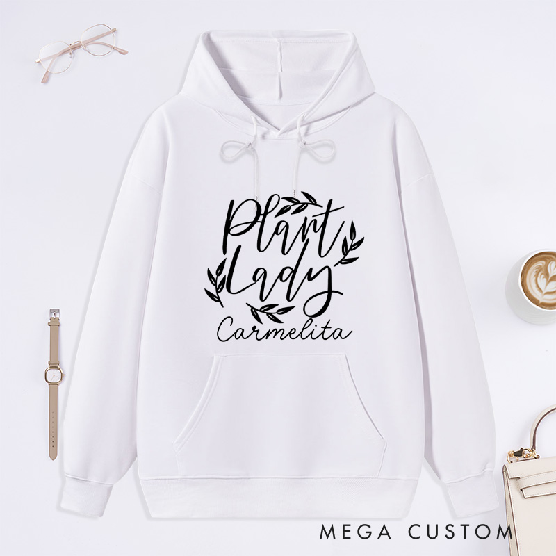 Personalized Plant Lady Classic Hoodies Custom Plant Mom Hoodies with Name Plant Lover Gift Gardening Lover Gift for Gardener Gift