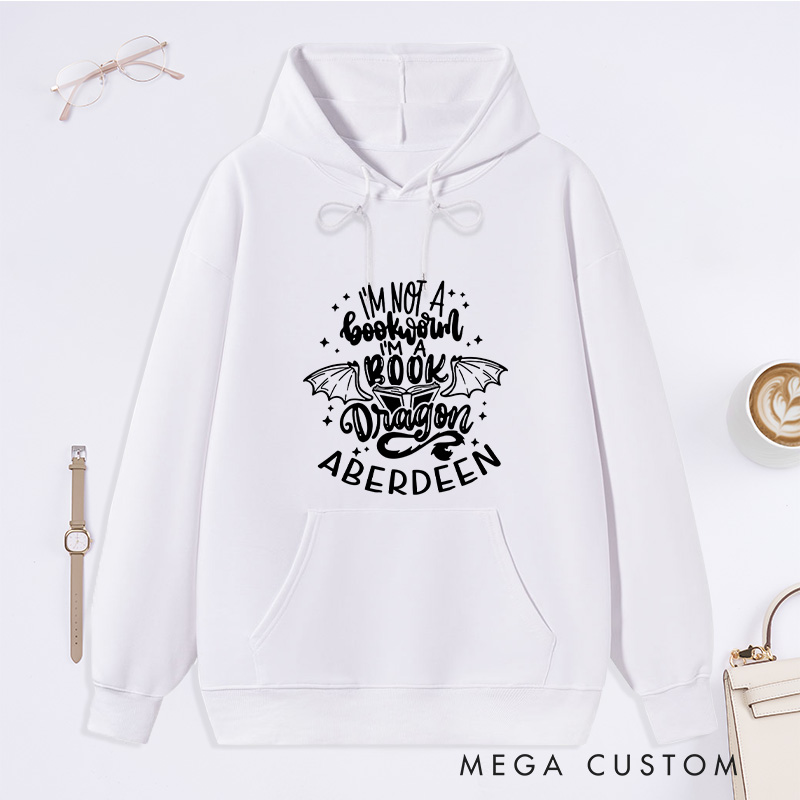 Personalized I'm Not A Bookworm I'm A Book Dragon Classic Hoodies Book Lover Hoodies with Name Reading Hoodies Librarian Gift Book Lover Gift
