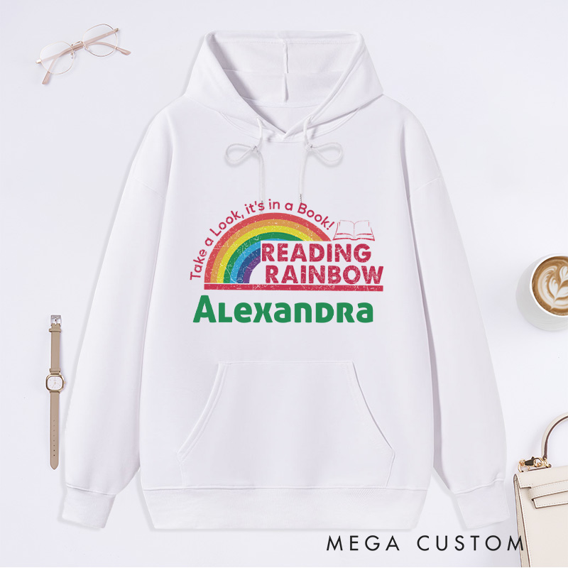 Personalized Reading Rainbow Classic Hoodies Book Lover Hoodies Reading Hoodies Librarian Gift Book Lover Gift For Reader Gift