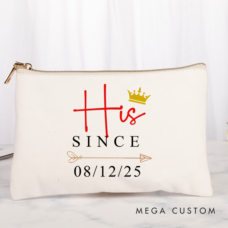 Personalized Couple Anniversary Clutch Bag Husband Wife Anniversary Travel Makeup Bag Clutch Bag
