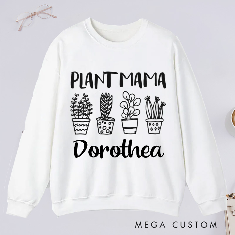 Personalized Plant Mama Classic Sweatshirts Crazy Plant Lady Sweatshirt with Name Gardener Sweatshirt Plant Lover Gift Gardening Gift