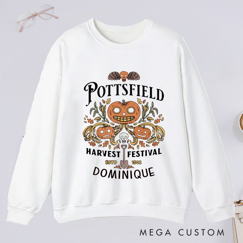 Personalized Pottsfield Harvest Festival Classic Sweatshirts Vegetables Fall Sweatshirt with Name Halloween Gift Plant Lover Gift Gardening Gift