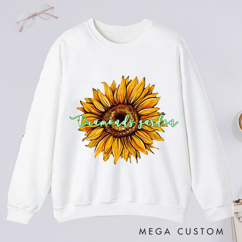 Personalized Sunflower Classic Sweatshirts Flower Print Sweatshirt Gardener Sweatshirt with Name Plant Lover Gift Gardening Gift Gardener Gift