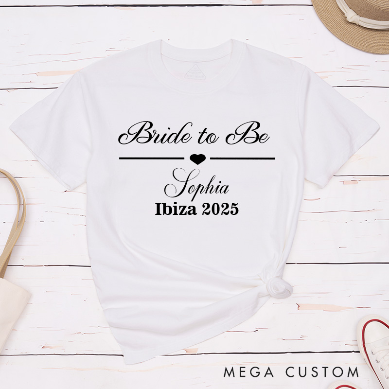 Personalized Bride to Be with Heart Matching T-Shirt Team Bride Hen Party T-Shirt Bridesmaid T-Shirt Bachelorette Party Gift