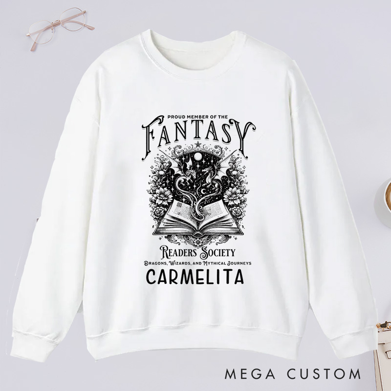 Personalized Fantasy Readers Society Classic Sweatshirts Dragon Lover Sweatshirt Bookish Sweatshirt Mythical Creatures Book Sweatshirt Book Lover Gift