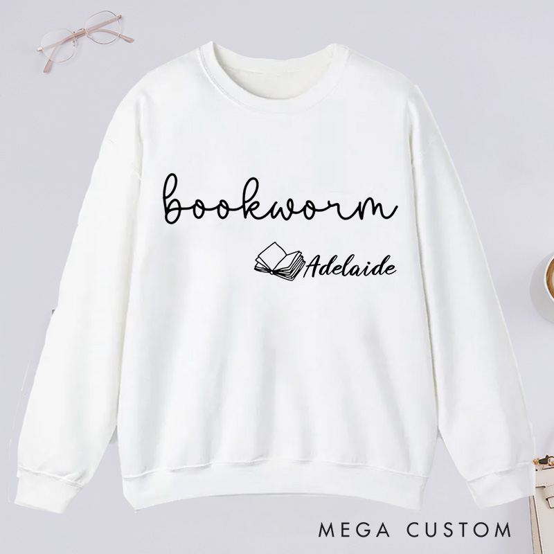 Personalized Bookworm Classic Sweatshirts Custom Sweatshirt with Name Bookish Sweatshirt Book Lovers Gift Librarian Gift Reading Gift