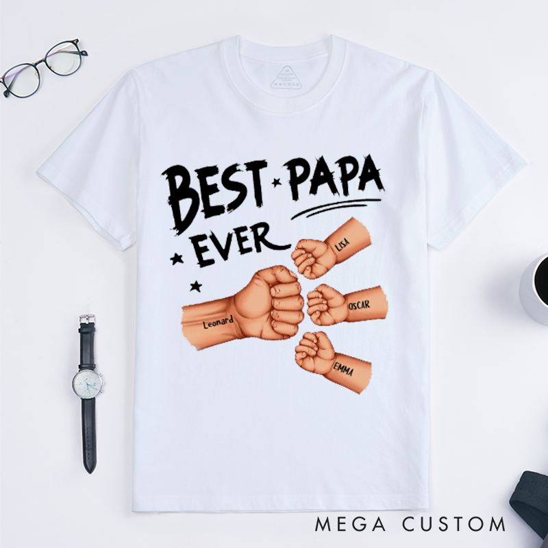 Personalized Best Dad Grandpa Ever Fist Bump Classic T-Shirt Gifts for Grandpa and Dad