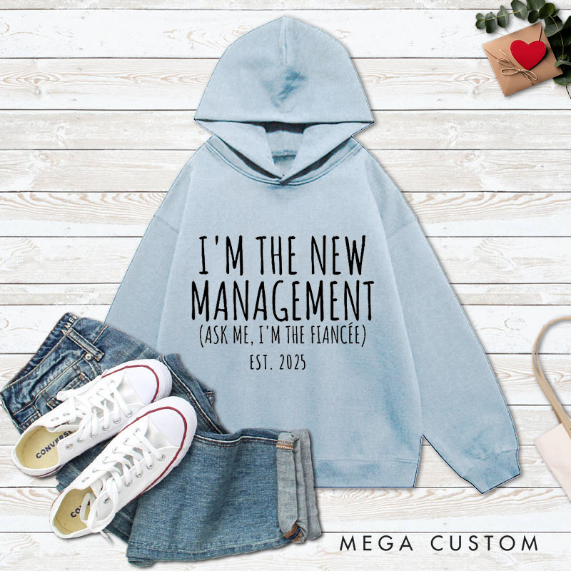 Personalized Under New Management Matching Fleece Hoodie for Engagement Couple