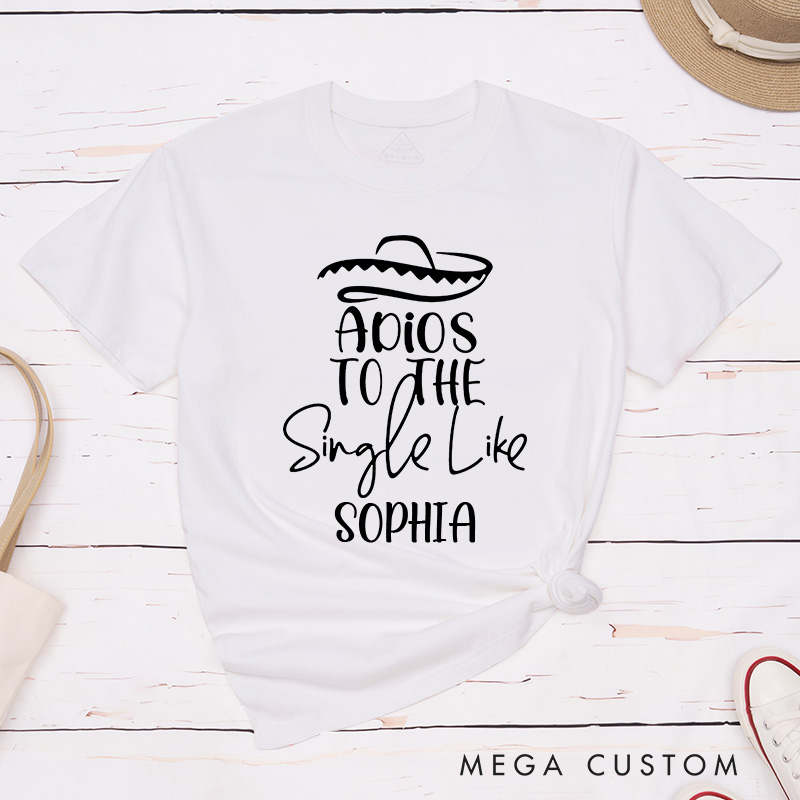 Personalized Bride Adios to the Single Life Matching T-Shirt Bridesmaid T-Shirt Bride's Crew T-Shirt Wedding Bachelorette Party Gift