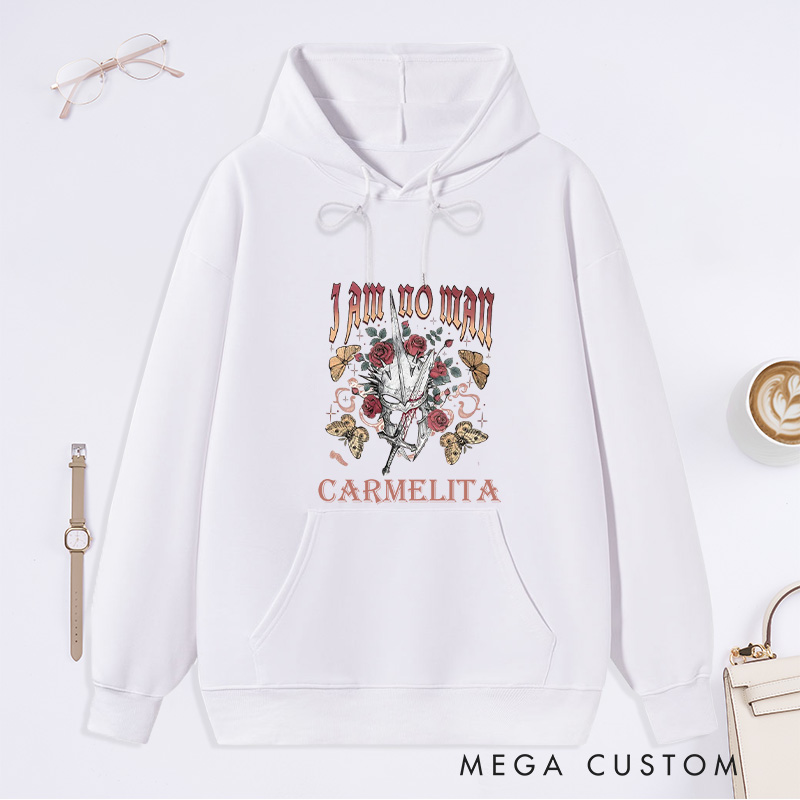 Personalized I Am No Man Classic Hoodies Custom Academia Bookish Hoodies with Name Fantasy Merch Hoodies Librarian Gift Book Lover Gift for Reader