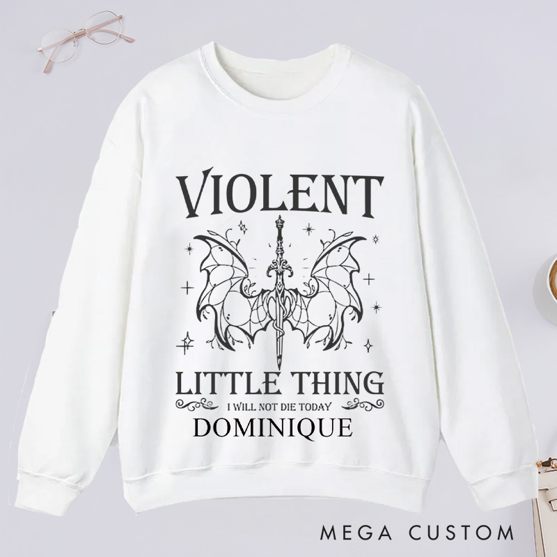 Personalized Violent Little Thing Classic Sweatshirts with Name Custom Reading Sweatshirt for Book Lover Gift Librarian Gift Reader Gift