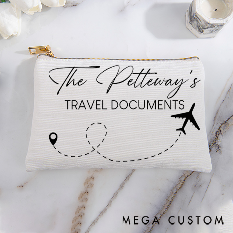 Personalized Makeup Bag Gift for Traveler Travel Documents and Custom Name