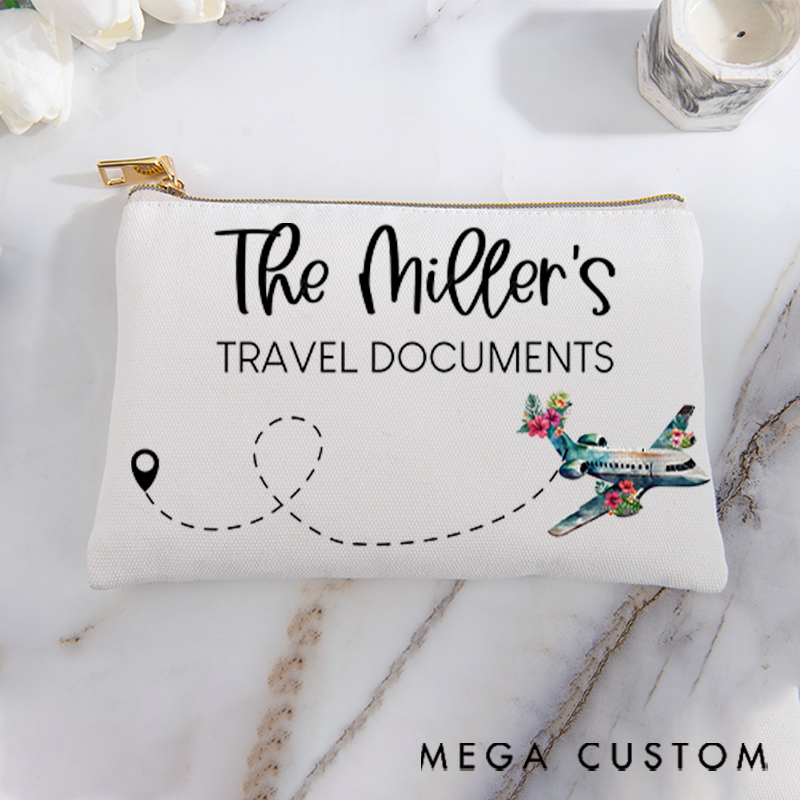 Personalized Makeup Bag Gift for Travel Lovers Travel Documents and Travel's Name