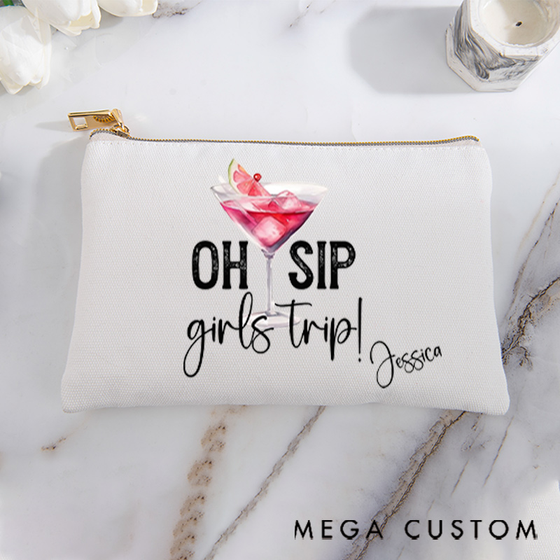 Personalized Makeup Bag Gift for Travel Lovers Girl's Trip and Custom Name