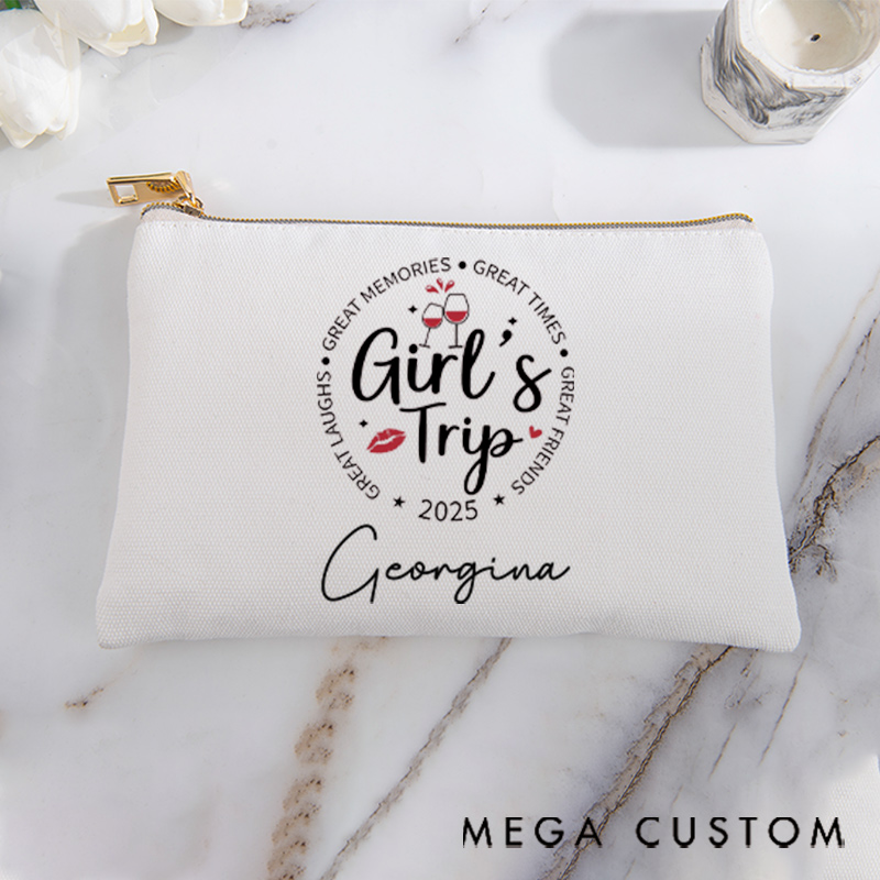 Personalized Makeup Bag Gift for Girls Travel Lovers Great Friends Cheers and Custom Name