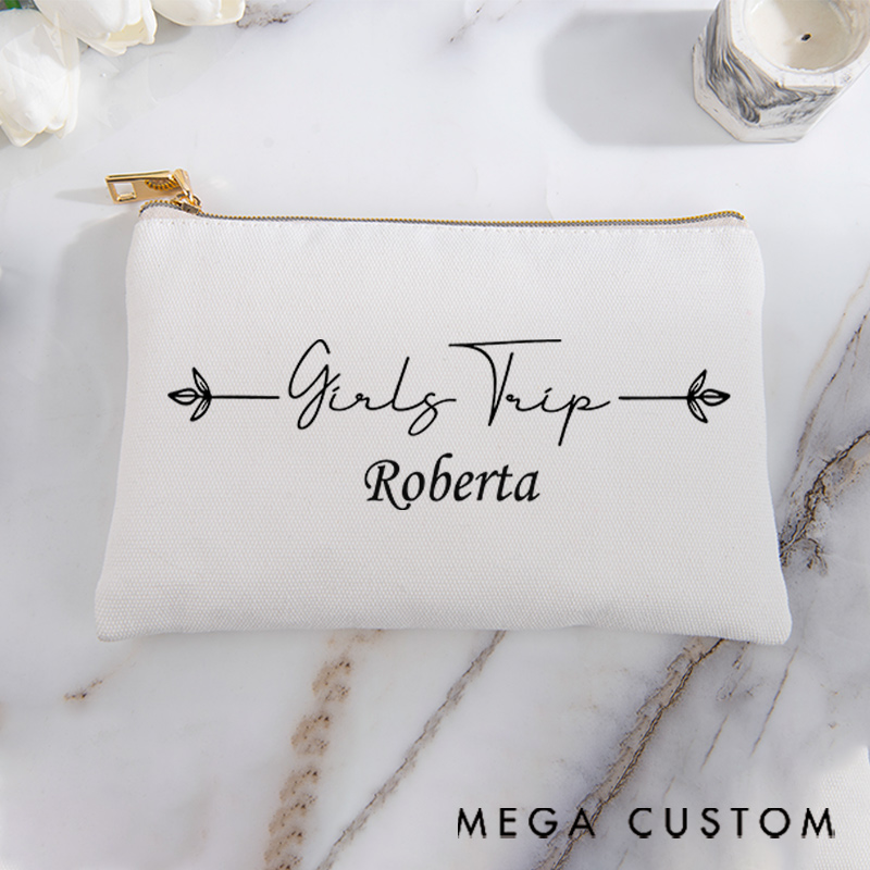 Personalized Makeup Bag Gift for Girls Travel Lovers Girls Trip and Custom Name