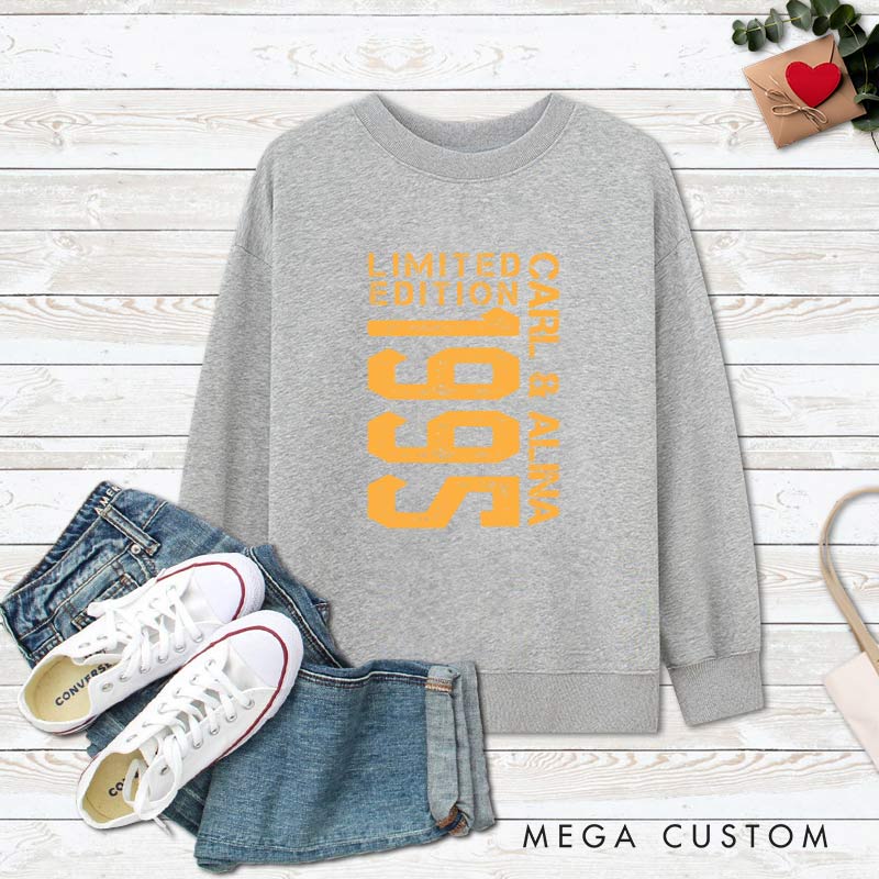 Personalized Couple 30th Anniversary Sweatshirt Limited Edition 1995 Anniversary Outfit for Couples Wife Husband Gift Top for Her Him