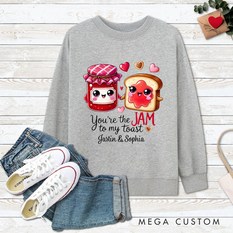 Personalized Couple You’re the Jam to My Toast Matching Sweatshirt Couple Valentine's Day Sweatshirt for Husband Wife Boyfriend Girlfriend