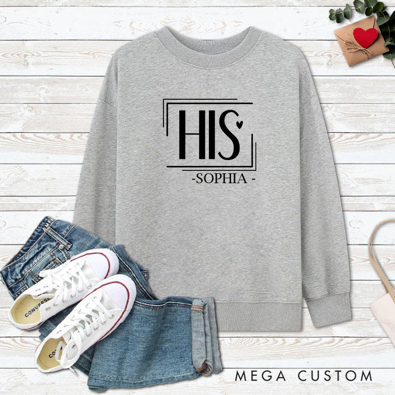 Personalized Couple Minimalist His and Hers Matching Sweatshirt Couple Valentine's Day Sweatshirt for Husband Wife Boyfriend Girlfriend