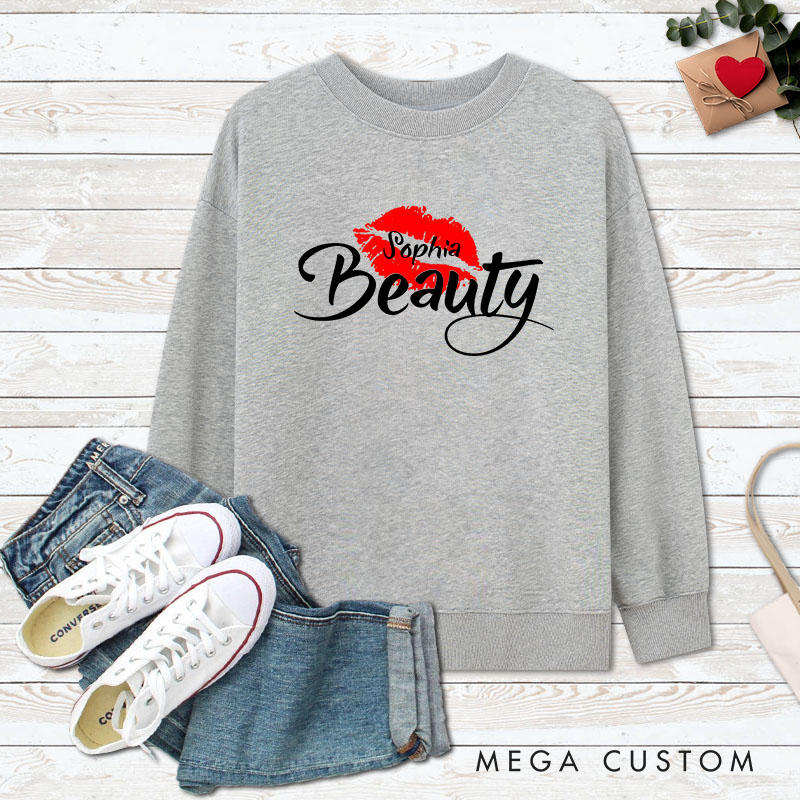Personalized Couple Beast with Claw and Beauty with Kiss Matching Sweatshirt Couple Valentine's Day Sweatshirt for Husband Wife Boyfriend Girlfriend